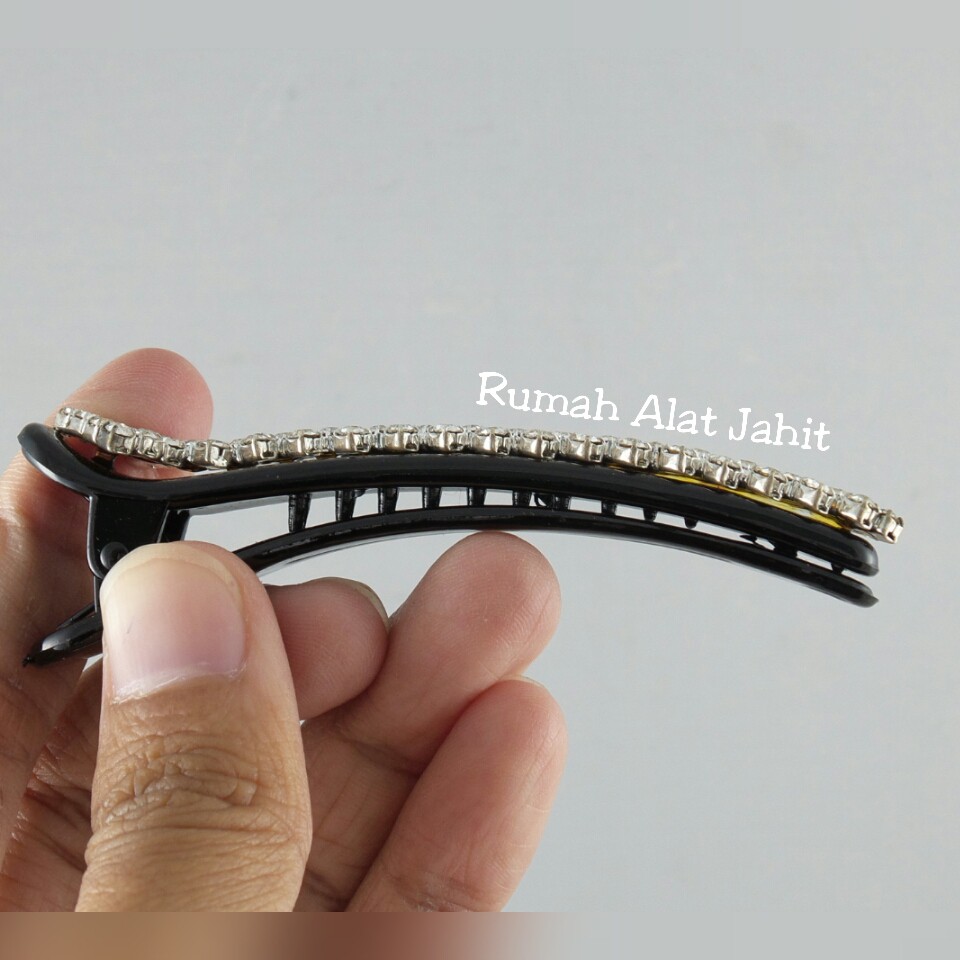 Jepit Rambut / Hair Clip Permata Baris Segi Empat 8cm