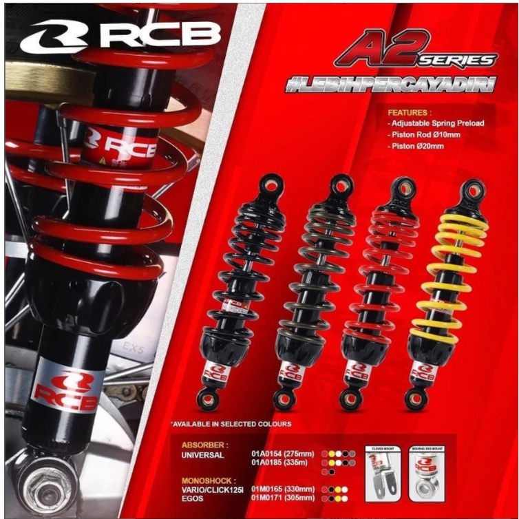 Shokbreaker shok breaker RCB A2 series non tabung 310mm 330mm universal matic beat vario scoopy mio soul xeon x ride spacy beat street vario 125 150 dll