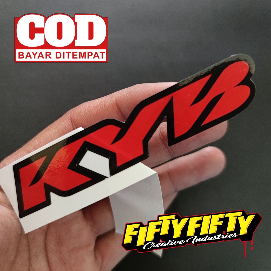 Stiker Print Cut KYB Hitam Merah Stiker Printing Laminasi Glossy Tahan Air Stiker Motor Mobil Helm Sudah Membentuk Pola Desain