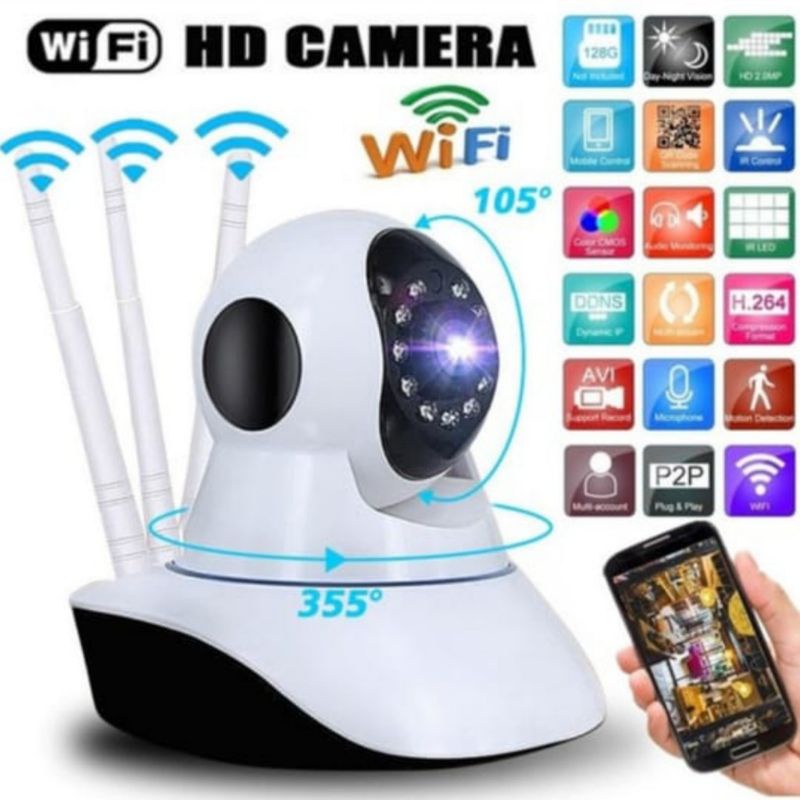 Camera CCTV V380 3 Antena IP Kamera Wireless HD Cctv Wifi