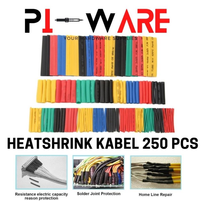 Heat Shrink Selongsong Bakar Isolasi Kabel Selang Heatshrink 250 Pcs