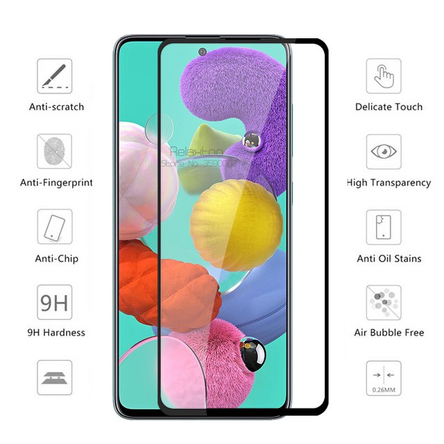 PAKET Tempered Glass Samsung A71 Full Cover Scren Protector Free Tempered Glass Camera Lens