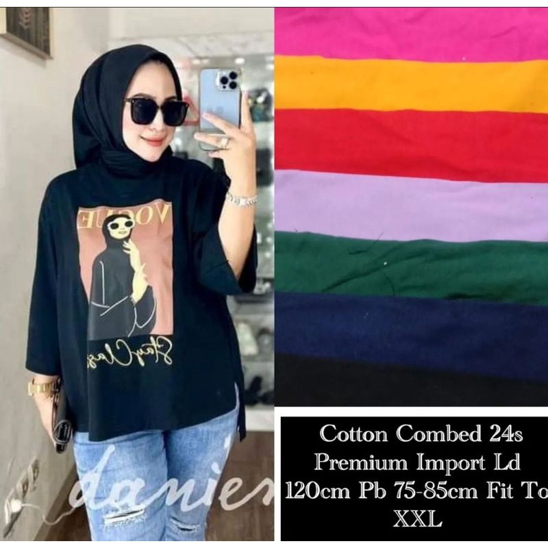 Kaos siku 7/8 kaos tumbIr top loose OVERSIZE Model panjang belakang