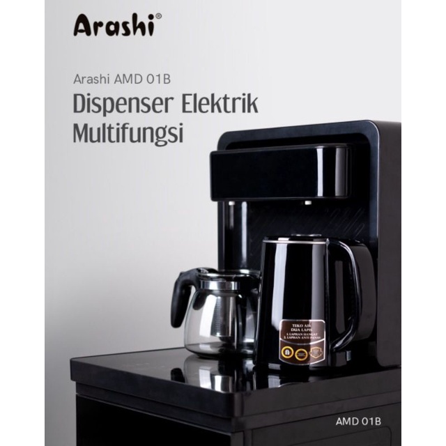 ARASHI Water Dispenser Multifungsi AMD 01B Hot &amp; Normal / Panas &amp; Normal Air Galon Bawah + Remote, Ceret Elektrik &amp; Jar