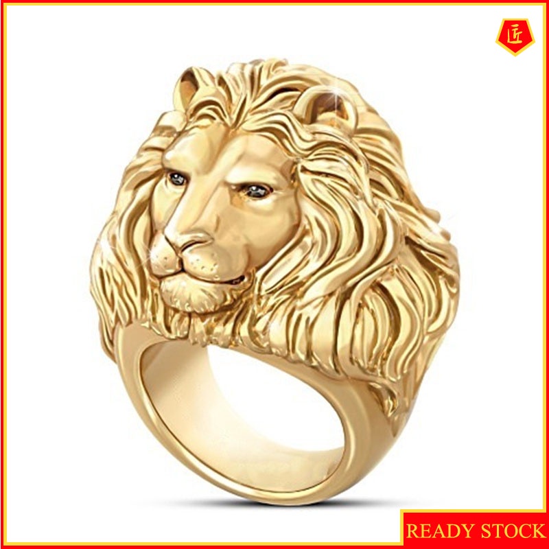 [Ready Stock]Hip Hop Domineering Lion Gold Ring