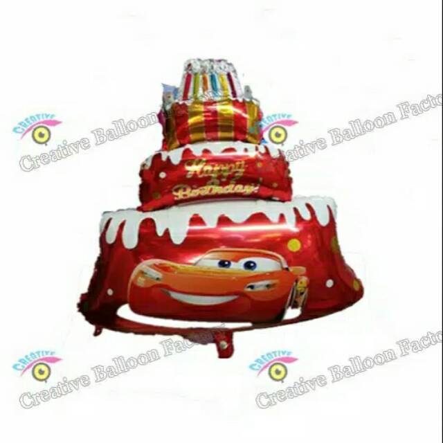 Balon tart happy birthday/kue ultah cars jumbo