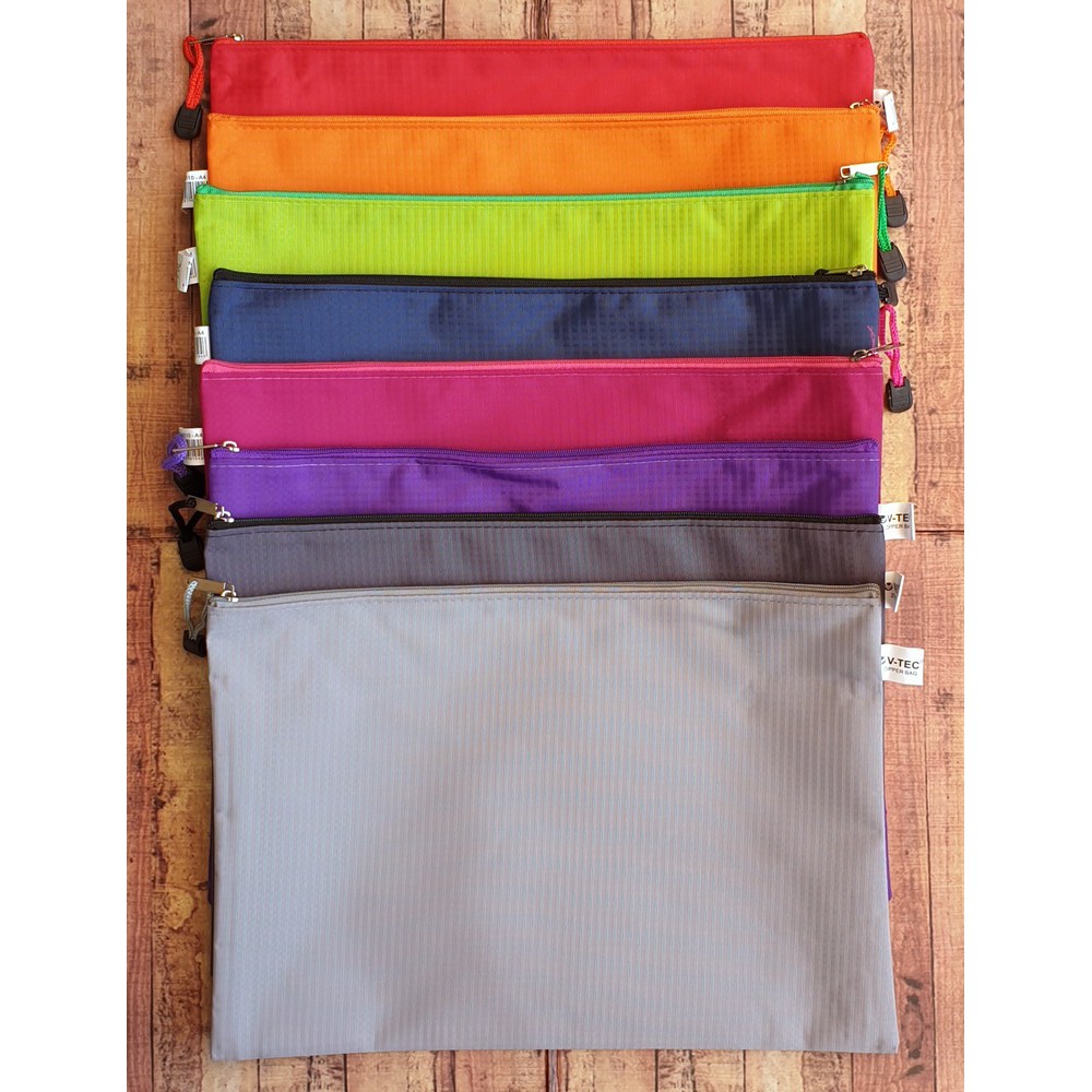 Zipper Bag Tebal Bahan Parasut A4 V-Tec 6010-A4  - Map Kain Tebal - Map Plastik Resleting