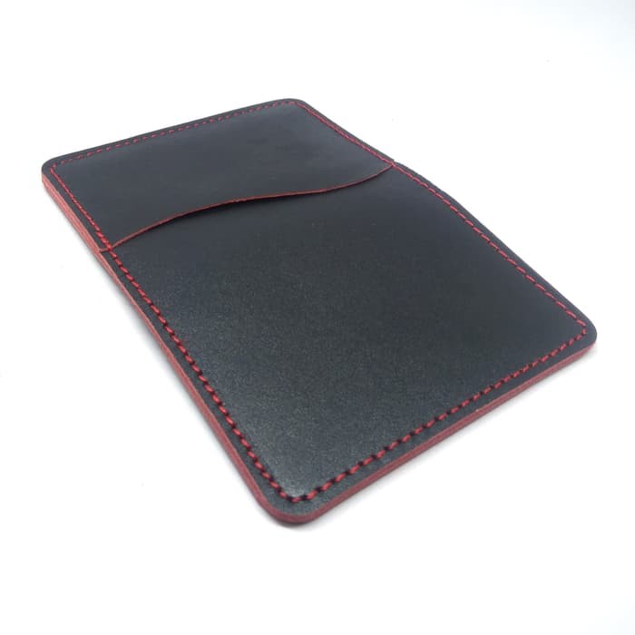 dompet kartu kulit asli card wallet warna hitam polet merah PHWL264