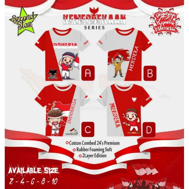 READY✅kemerdekaan series second star/kaos kemerdekaan