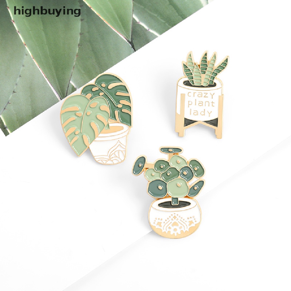 Hbid Bros Pin Enamel Desain Tanaman Pot Monstera Sansevieria I Love Plant