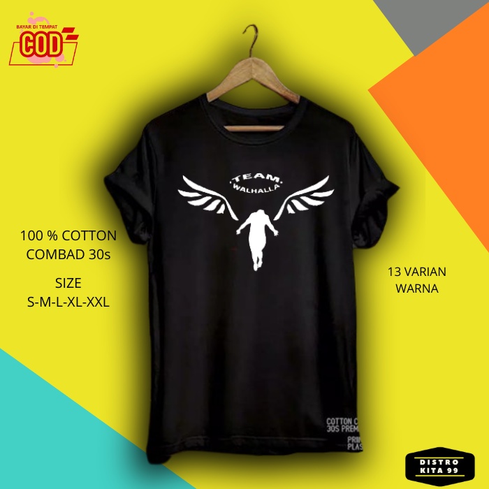 Baju Kaos Distro Vallhala Kekinian Keren Original Pria Cowok Wanita Dewasa Combad 30s Oversize xxl