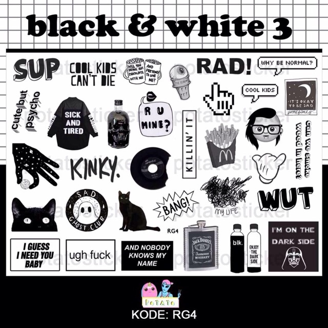

black and white 3 - sticker tumblr