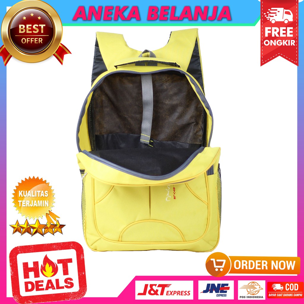 Tas Punggung Polo Classic Kuning Tas Sekolah Kuliah Kerja  Backpack Nyaman Bonus Raincover