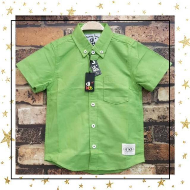 DJ Kids - Kemeja Anak Laki Laki Lengan Pendek / Pakaian Anak Laki Laki /Kemeja Anak Cowok Hijau muda