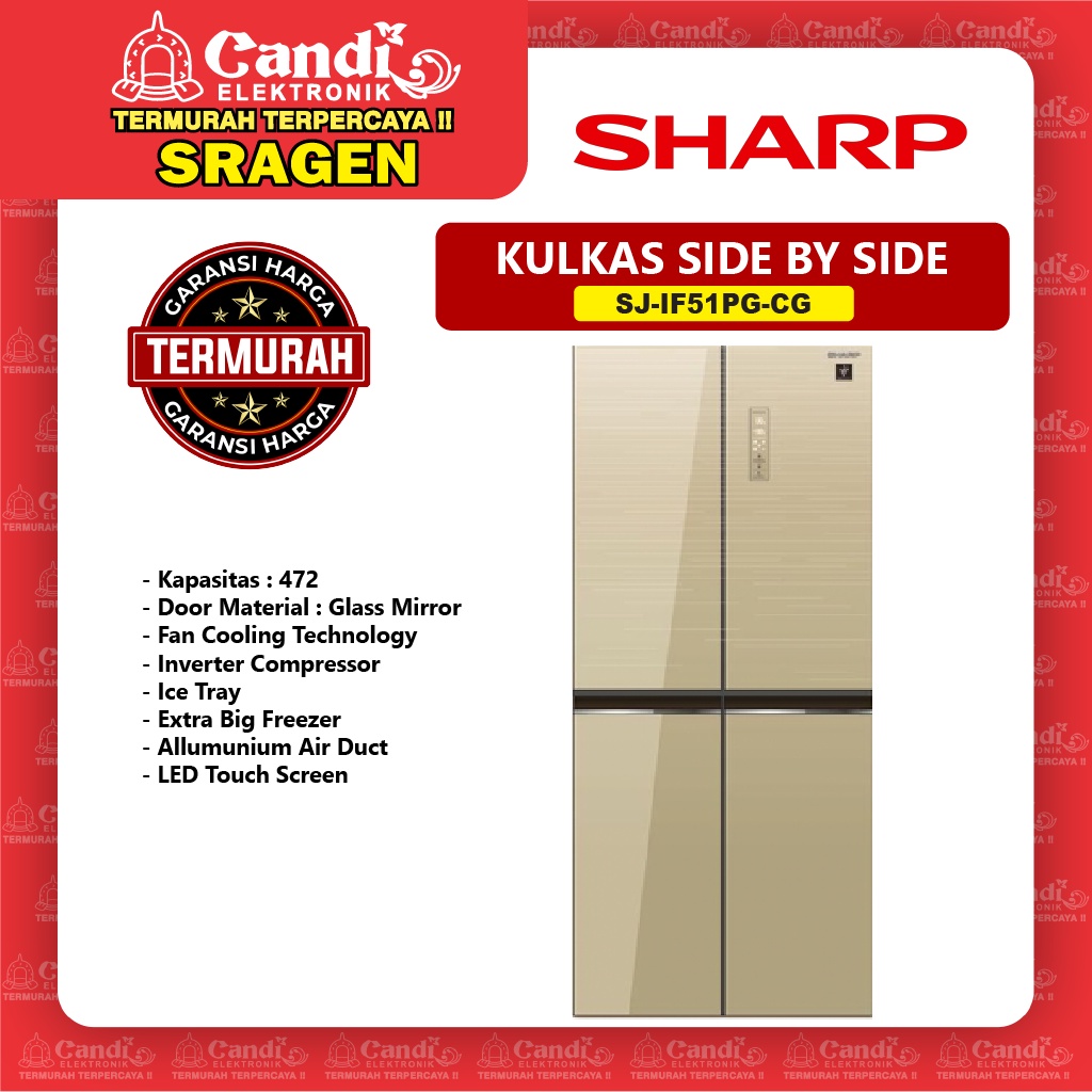 SHARP Kulkas Side By Side SJ-IF51PG-CG