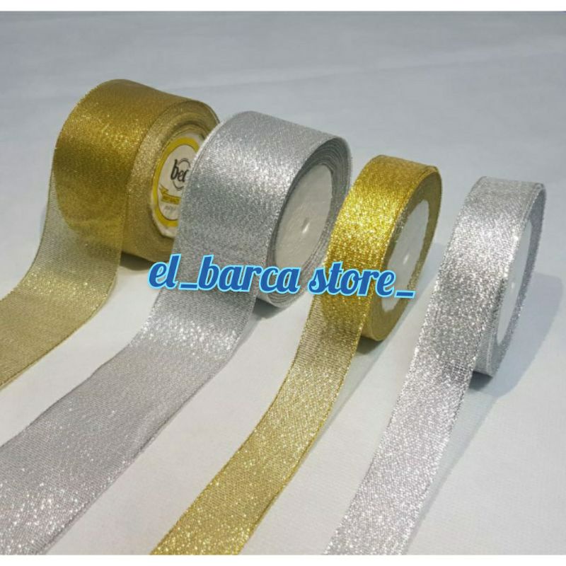 

(PER METER) PITA GLITTER GOLD DAN SILVER / EMAS DAN PERAK