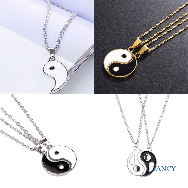 2pcs Kalung Liontin Puzzle Tai Chi Yin Yang Bahan Alloy Untuk Hadiah Ulang Tahun