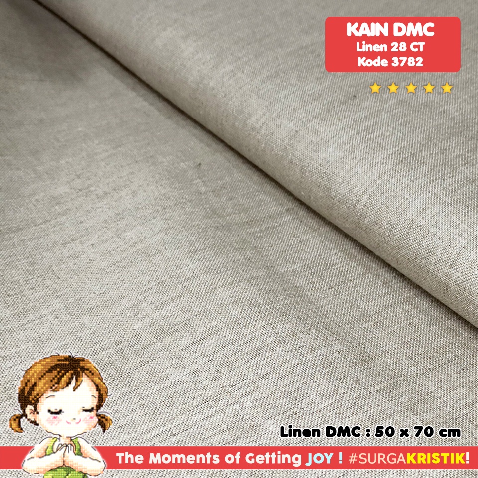 Kain Sulam Kristik Strimin Linen DMC 28ct DM432SO 3782 Natural Rustic