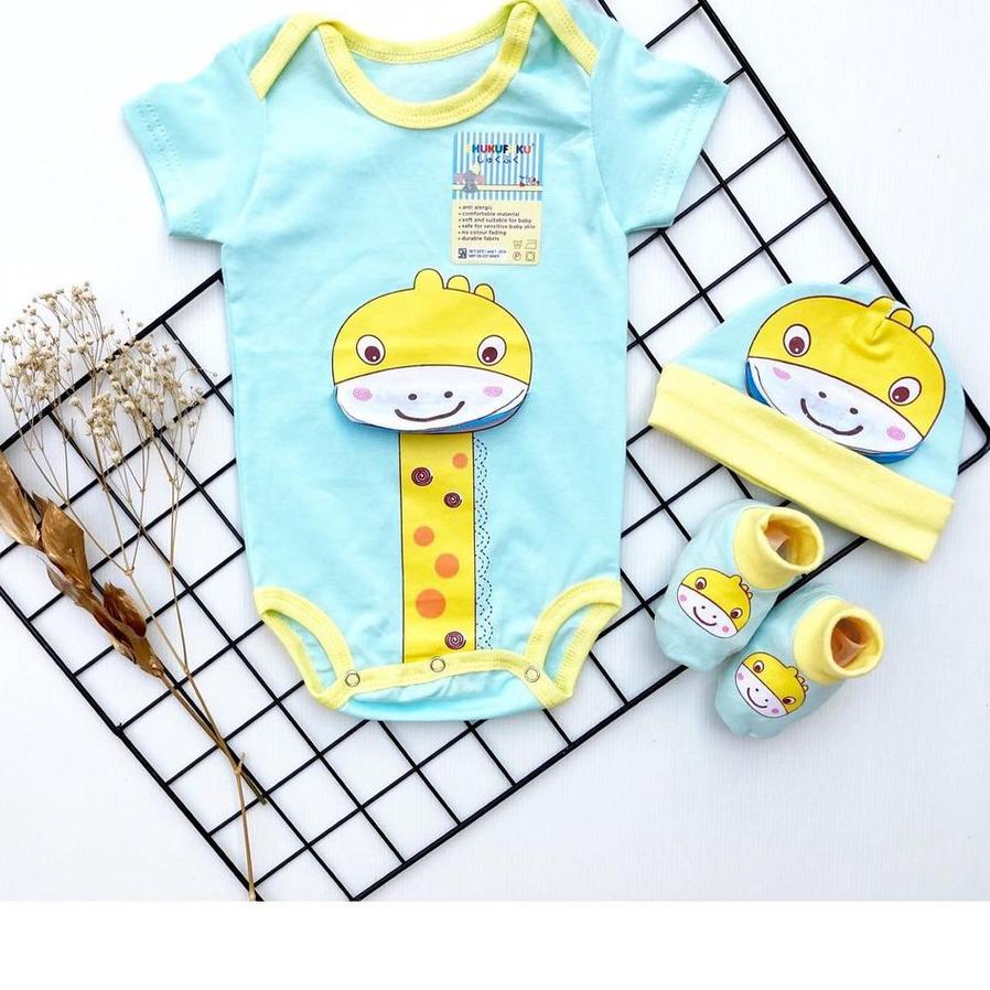 Hampers Hello Giraffe / FULL SET LEO Baju Jumper Topi Sepatu Giftset Kado Lahiran Hampers Anak Bayi 
