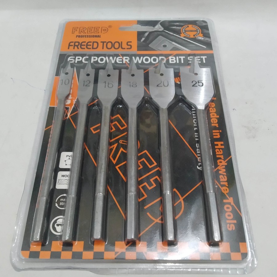 Mata Bor Kipas pelubang lubang bulat Kayu Flat Wood Drill Bits set 6pcs