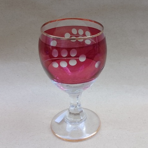 Gelas Antik Bertangkai / Gelas Wine CG371 / Wine Glass Red With Clear Gold Plate