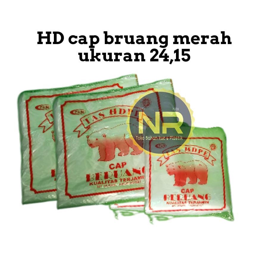 HD bening/plastik bening /kantong bening HD bruang merah 15,24
