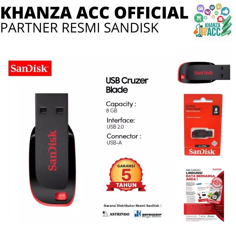 KHANZAACC FLASHDISK SANDISK CRUZER BLADE 8GB