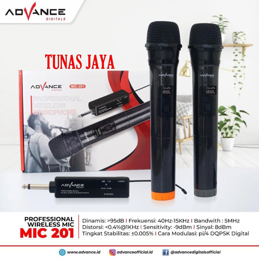 Mic Wireless Double Advance 201 Microphone 2 Mic Wireless