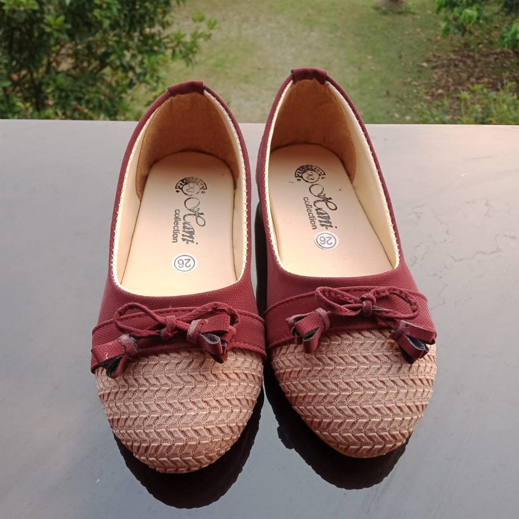 SBA03 31-35 Sepatu Balet, Flatshoes Anak Perempuan Umur 7 8 9 10 thn - Motif Pita Rajut