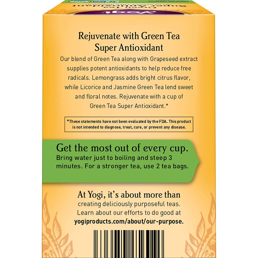 yogi tea green tea super antioxidant 16 tea bags floral notes