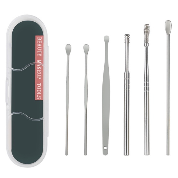 Korek Kuping 6 in 1 Set Stainless Steel Anti Karat Alat Pembersih Telinga Kotoran Ear Wax