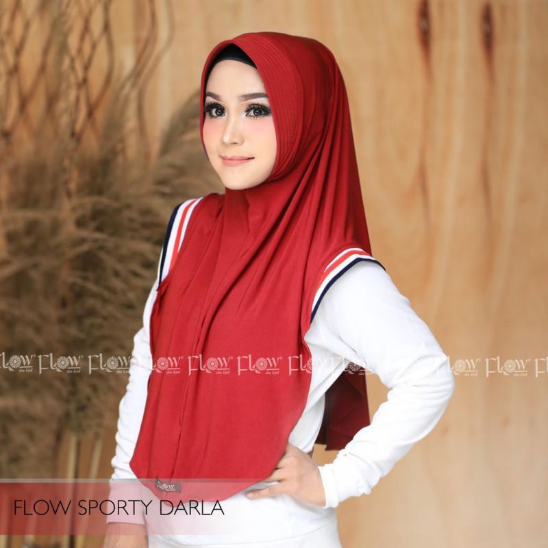 jilbab instan darla sporty / hijab sporty ori flow-Merah