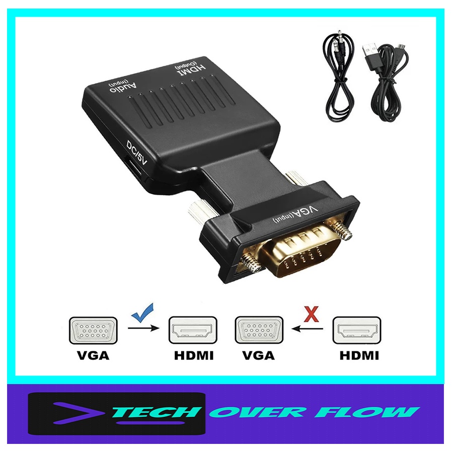 konverter vga to hdmi / konverter vga input to hdmi output / vga to hdmi / Tech Over Flow