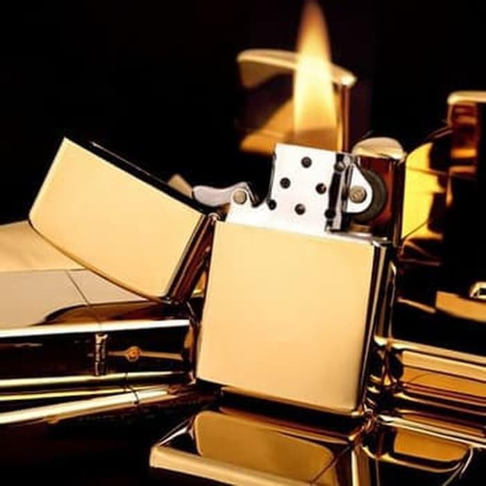 Korek Api Minyak Tanah Model Zippo Classic Minimalis - Emas barang bagus