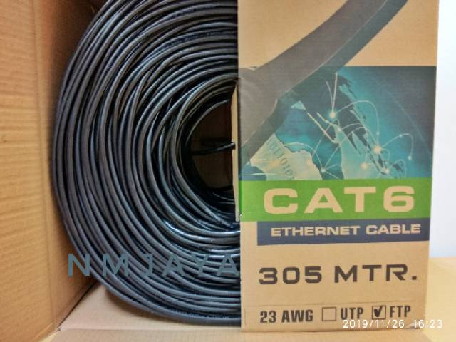 Spectra Kabel Ftp Cat6 Lan Outdoor 305 meter 4Pairs Poe Support Kulit Kabel Tebal Dilengkapi Aluminium Foil dan Ground Warna Hitam