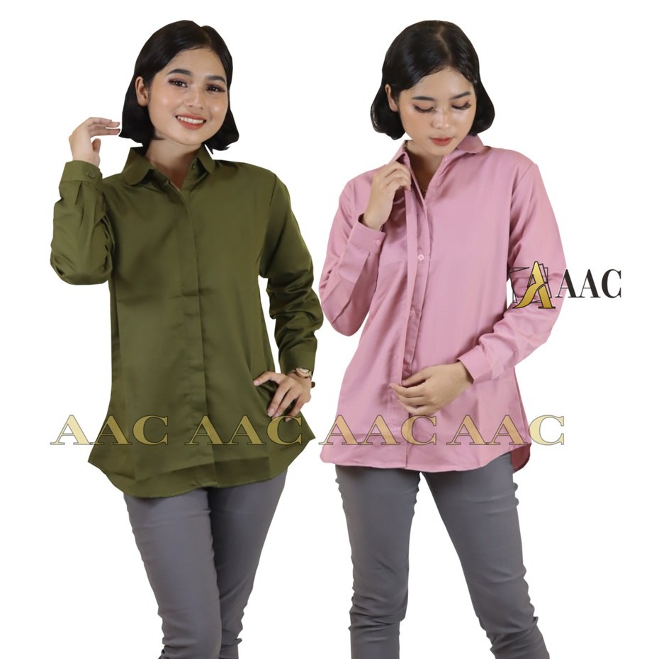 Kemeja Basic Wanita Blouse Lengan Panjang Toyobo