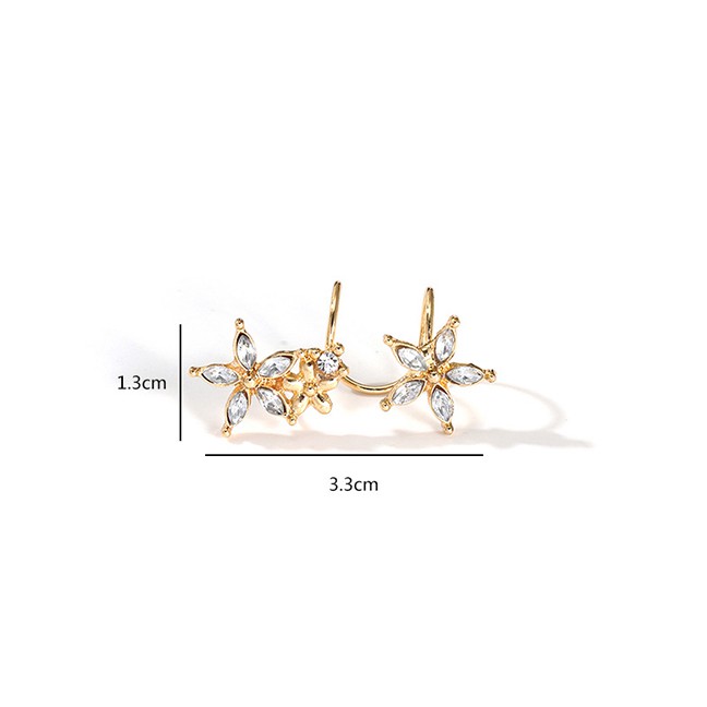 LRC Anting Tusuk Fashion Gold Flower With Zircon Earrings F87914