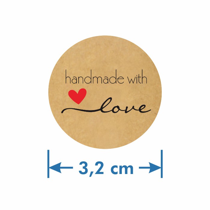 

Stiker Kraft Label Handmade Baked with Love Sticker Craft Tag Amplop Bingkisan 3,2 cm (24 pcs)