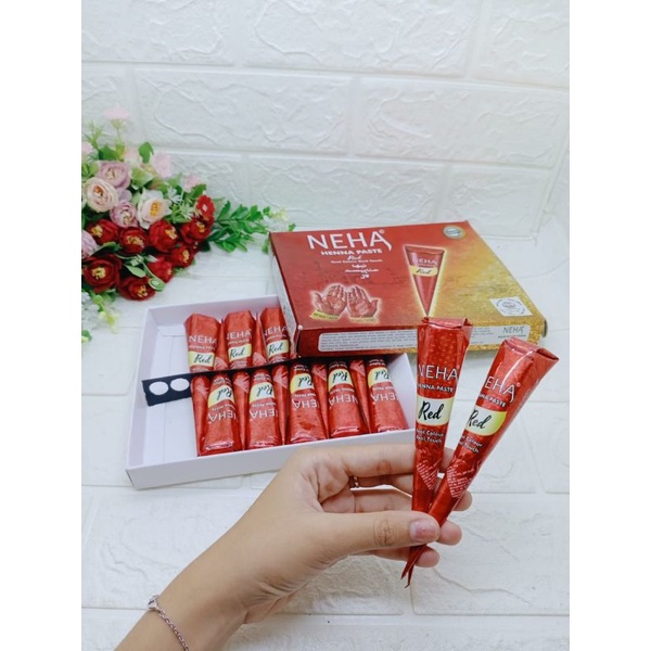 NEHA HENA PASTE RED 1 PCS HENNA HALAL WARNA MERAH