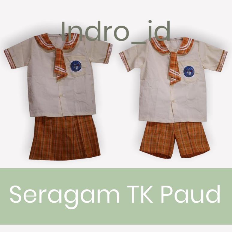 SERAGAM TK / PAUD KOTAK-KOTAK ORANGE MANTRUS –PWS.01Jl22r
