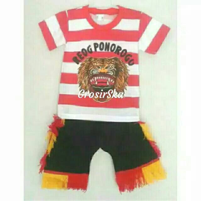 Setelan baju reog anak - kaos dan celana reog anak