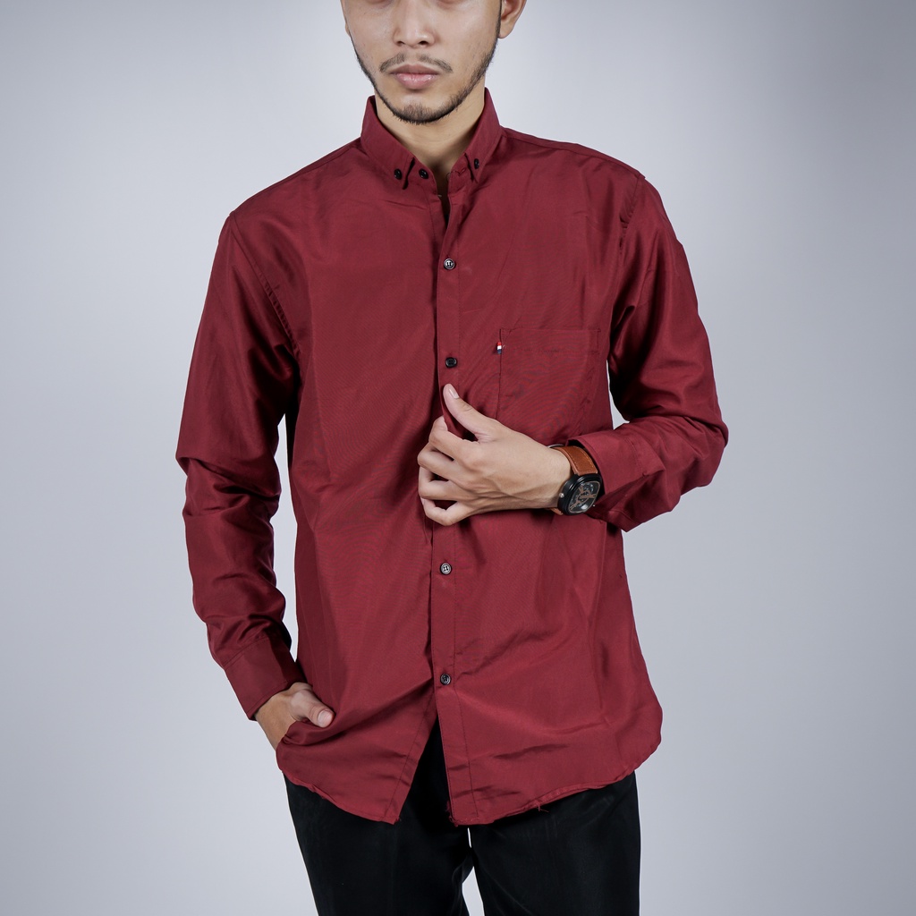 Kemeja Pria - Kemeja Pria Polos Basic Lengan Panjang M L XL XXL