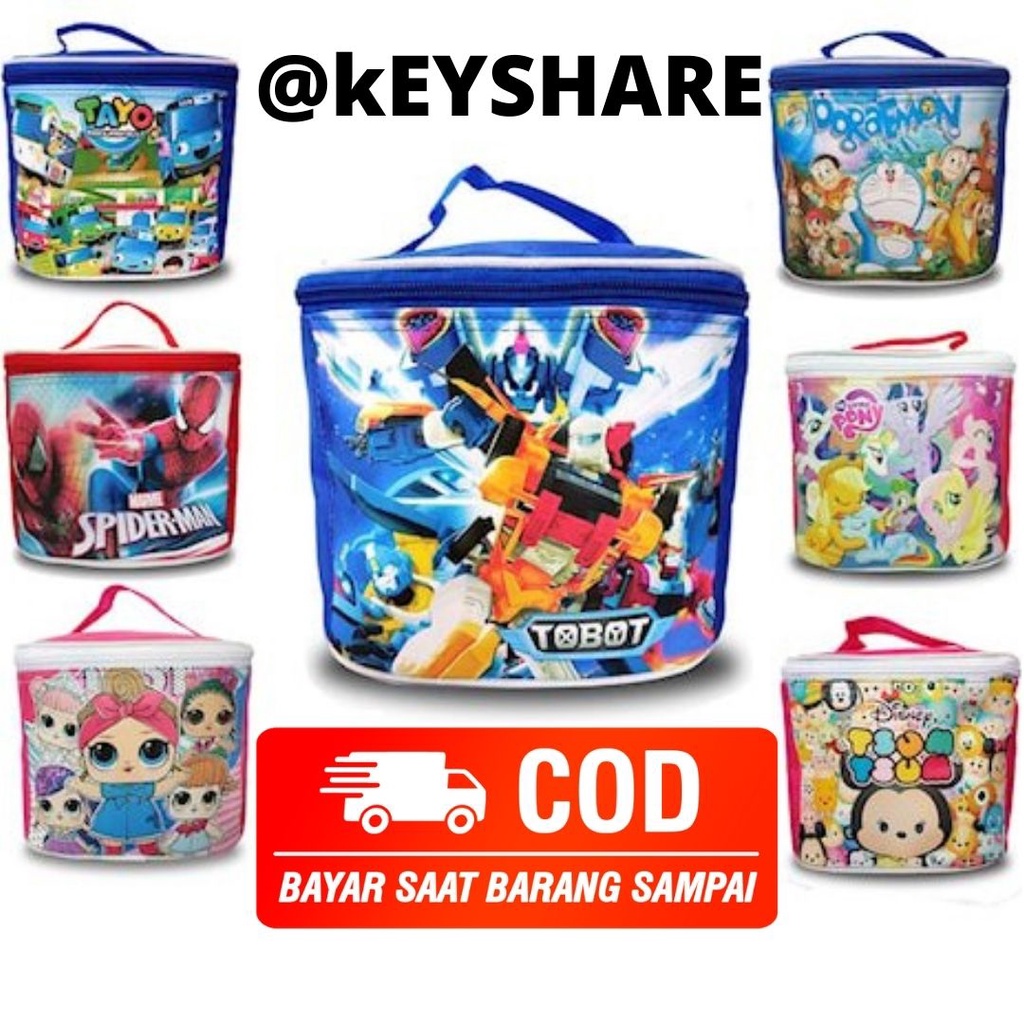 Tas Bekal Makanan Anak Perempuan Laki Cewek Cowok Lol Trsum Hello Kitty Merah Biru