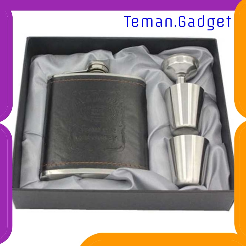 TG-OL031 BOTOL BIR HIP FLASK STAINLESS STEEL LEATHER 7OZ