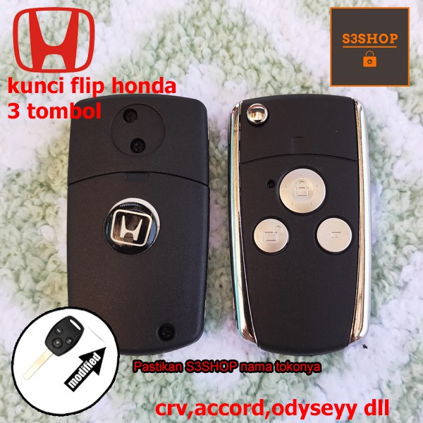 Casing kunci lipat flip key Honda 3 tombol Honda Jazz City Mobilio crv