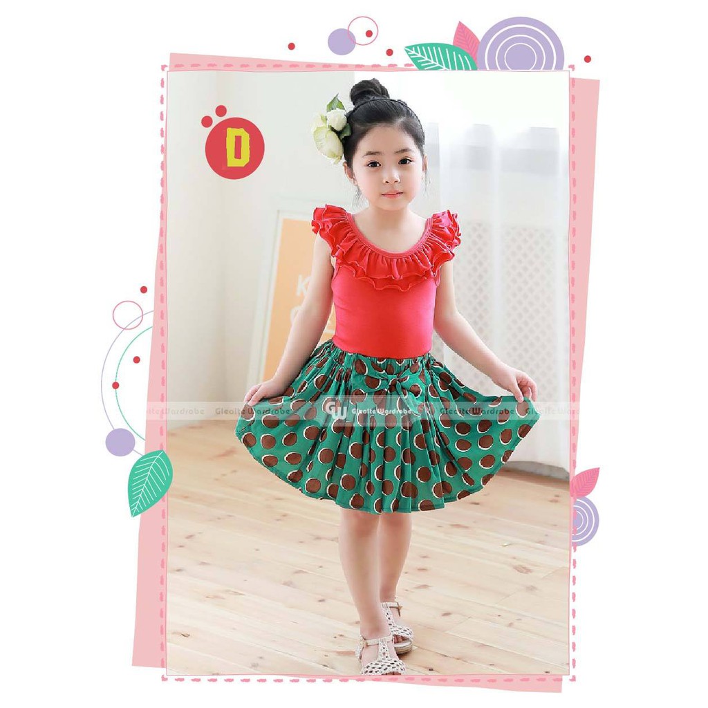 Pakaian anak perempuan / baju setelan kaos rok mekar gw 101d