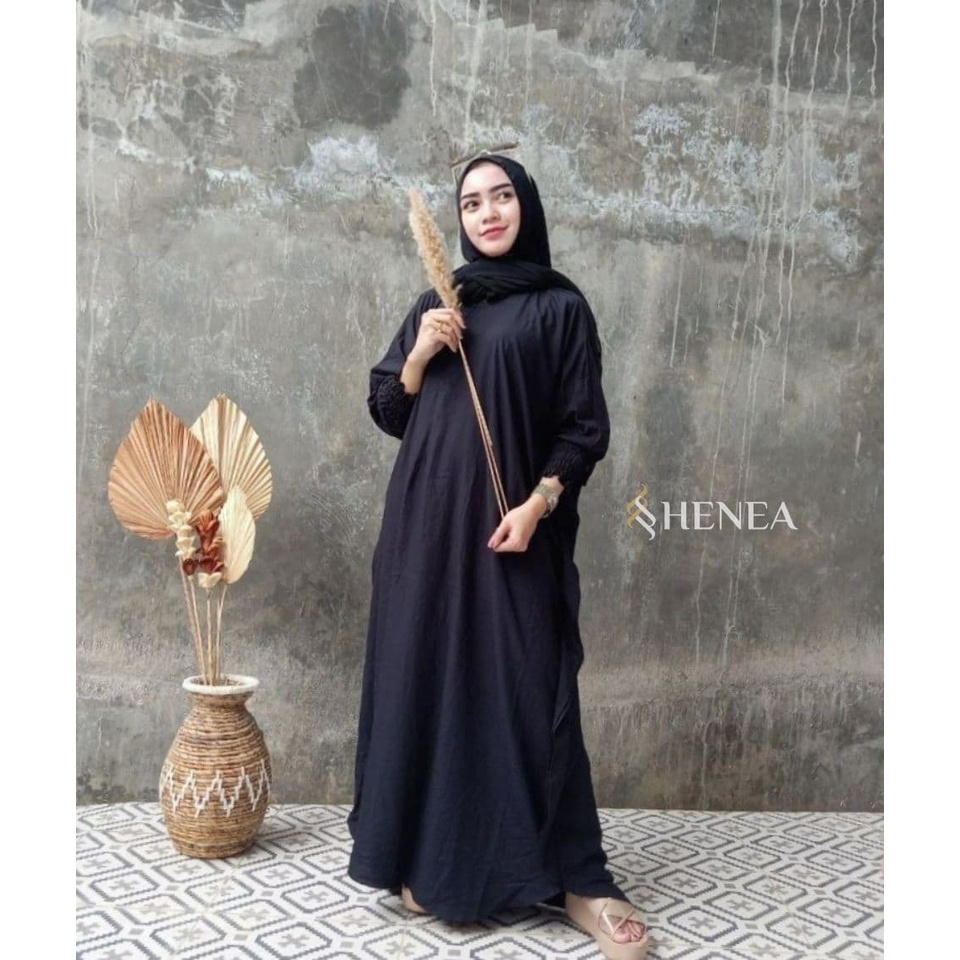 Henea Kaftan Polos Wanita Jumbo Rayon Premium Gamis Kaftan Batik Modern Kekininan Bigsize LD 160 cm