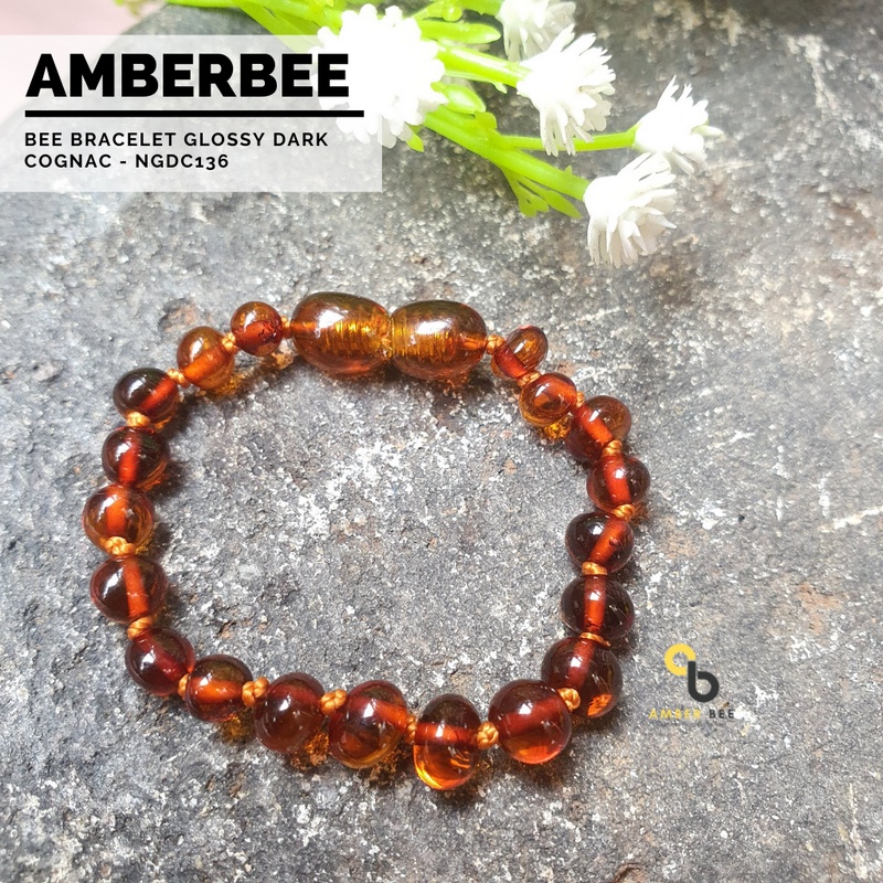 Gelang Amber Baltic Lithuania Balita &amp; Anak Glossy Dark Cognac BGDC136 By Amber Bee