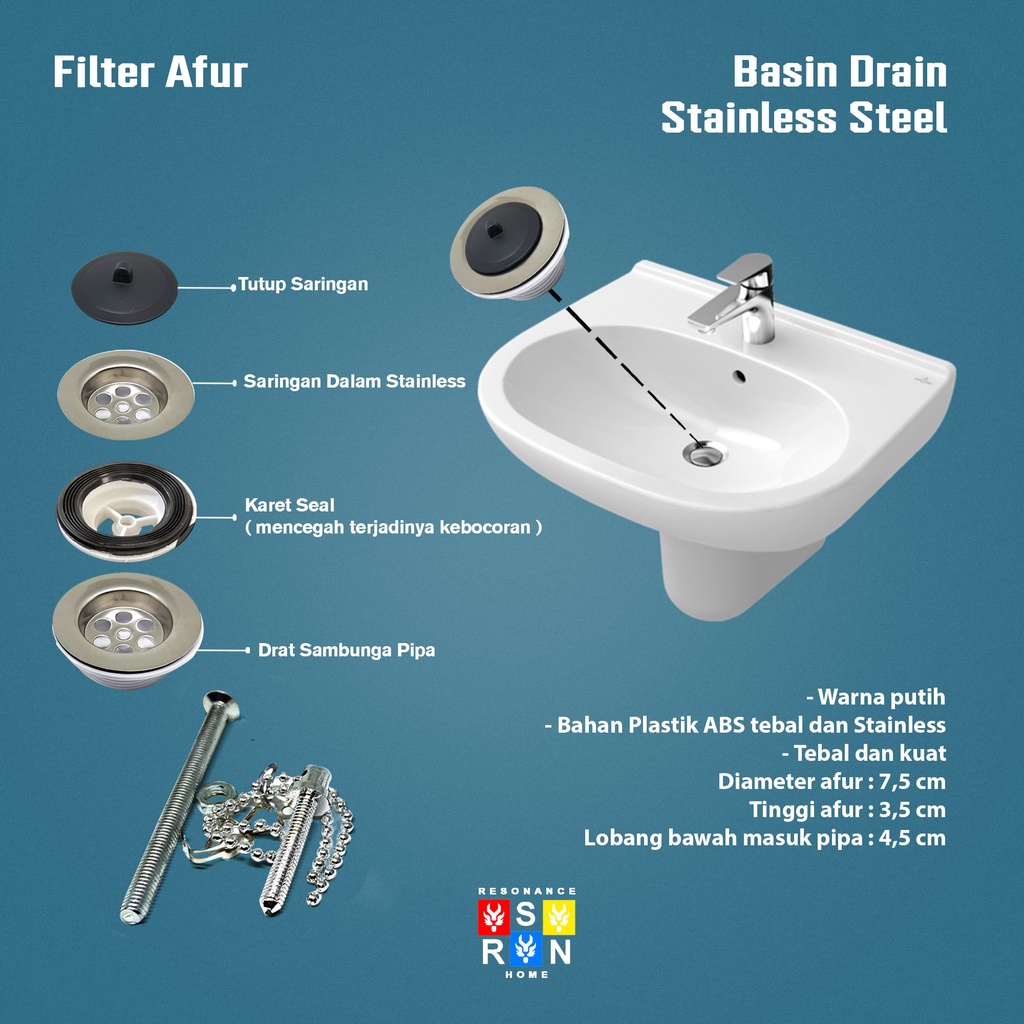 Afur Wastafel Bak Cuci Piring 1 1/4 Inch / Saringan Dapur Resonance Home