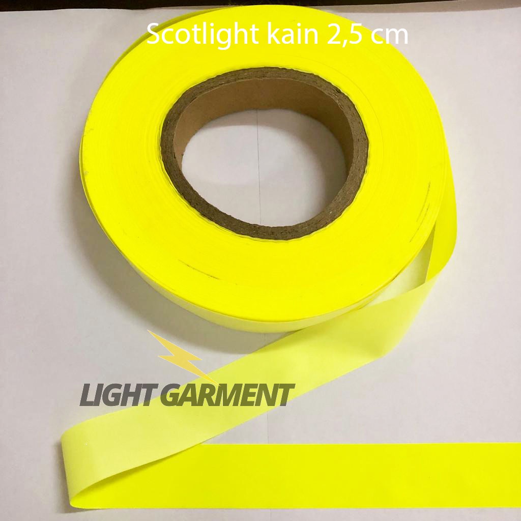 Pita Scotlight / Scotchlite / Skotlet Kain Warna lebar 2,5 cm per 1 meter / Kain reflektif reflektor reflective pemantul cahaya